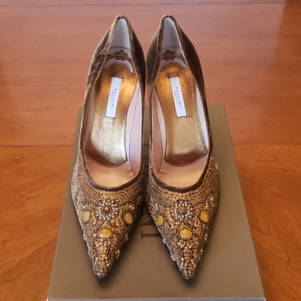 ♤ Pollini Vintage Beaded Heels